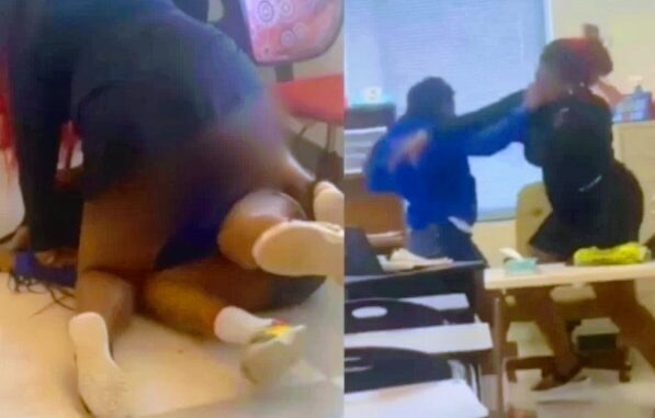 Secondary school Student, teacher fight over phone in class (Video)