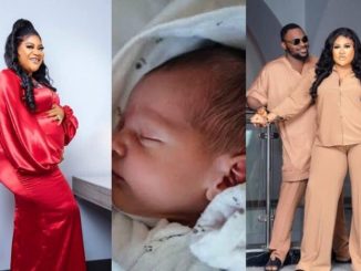 Nollywood actress, Nkechi Blessing announces the birth of her first child with younger boyfriend