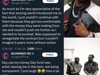 Ruger drags his former label, Jonzing World: "Dey use my money Dey fund new artist, leaving me in the dark, not being transparent”