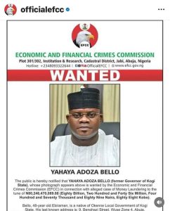 No Hiding Place: EFCC Don Do Poster out for Yahaya Bello